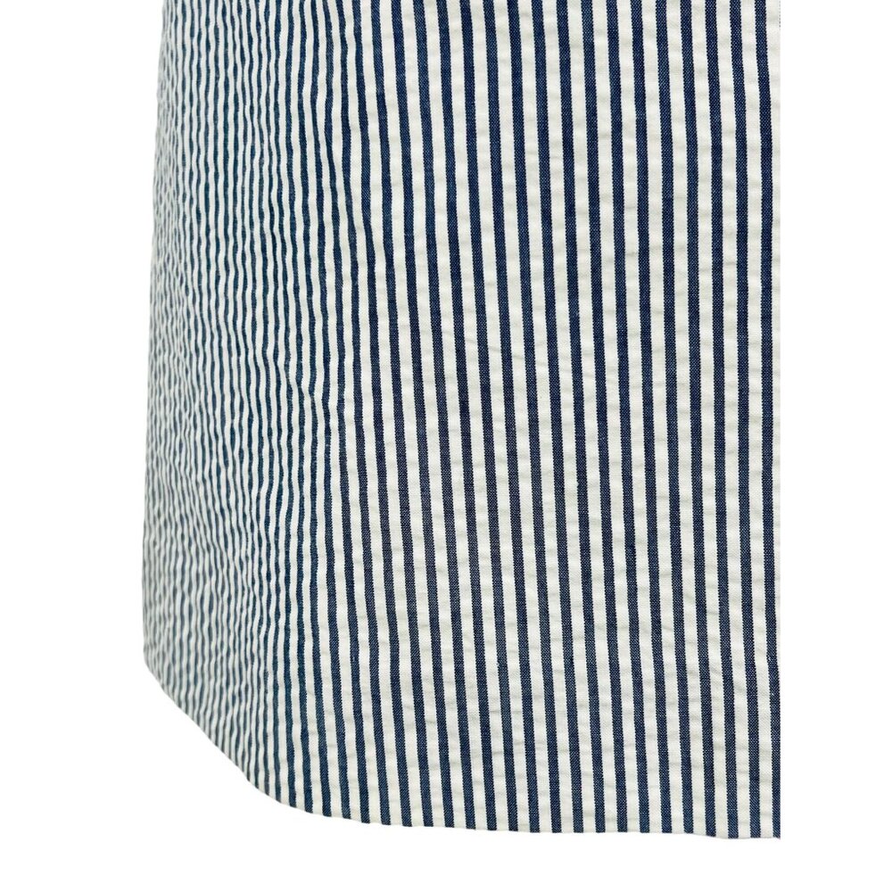 NWT Vintage 90s Petite Sophisticate Lace Trim Blue & White Striped Cotton Dress - Picture 3 of 13